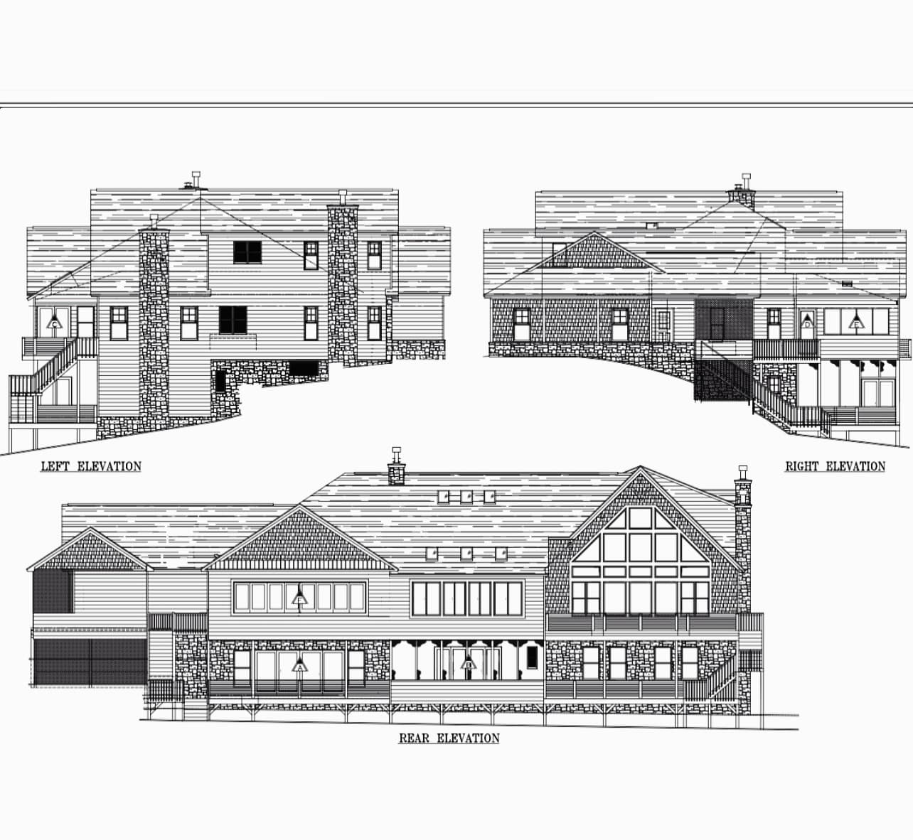 Architectural drawing showing the elevations and window arrangement